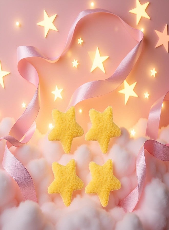 GOUDOGEDC Star Hairpins, 4Pcs Yellow Star Hairpins Solid Color Fluffy Fuzzy Soft Anti-slip Hair Decor Portable Sweet Style Pentagram Bangs Clips Hair Styling Clips Hair Accessories - Image 2